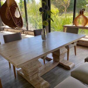 MESA TODA PINOTEA PATINA BLANCO LAVADA